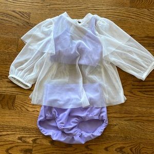 Kizzi white top B Dancewear purple set